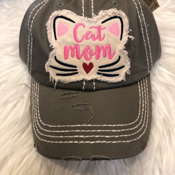 Other - 🐾🌸DISTRESSED STEEL GRAY CAT MOM HAT🌸🐾